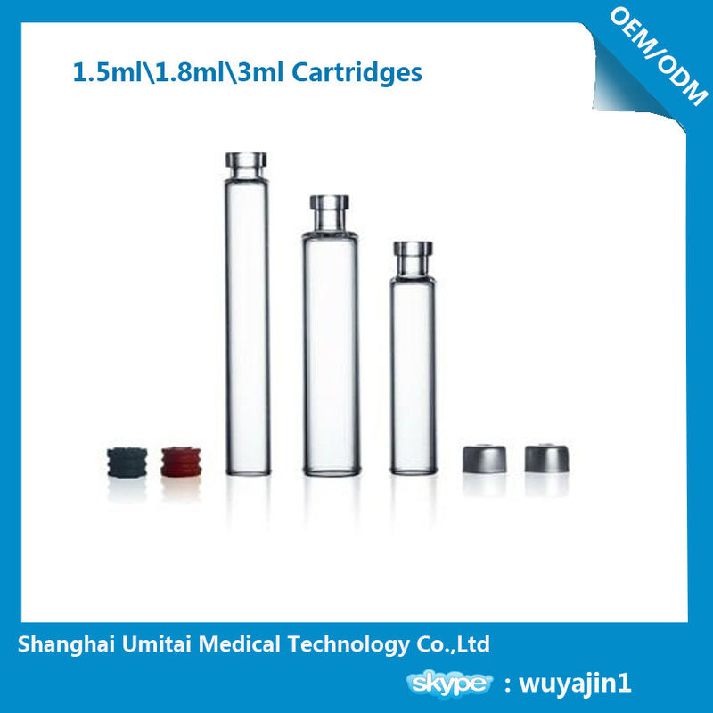 Customized Insulin Pen Refill Cartridge , Drug Cartridge Aluminum Cap